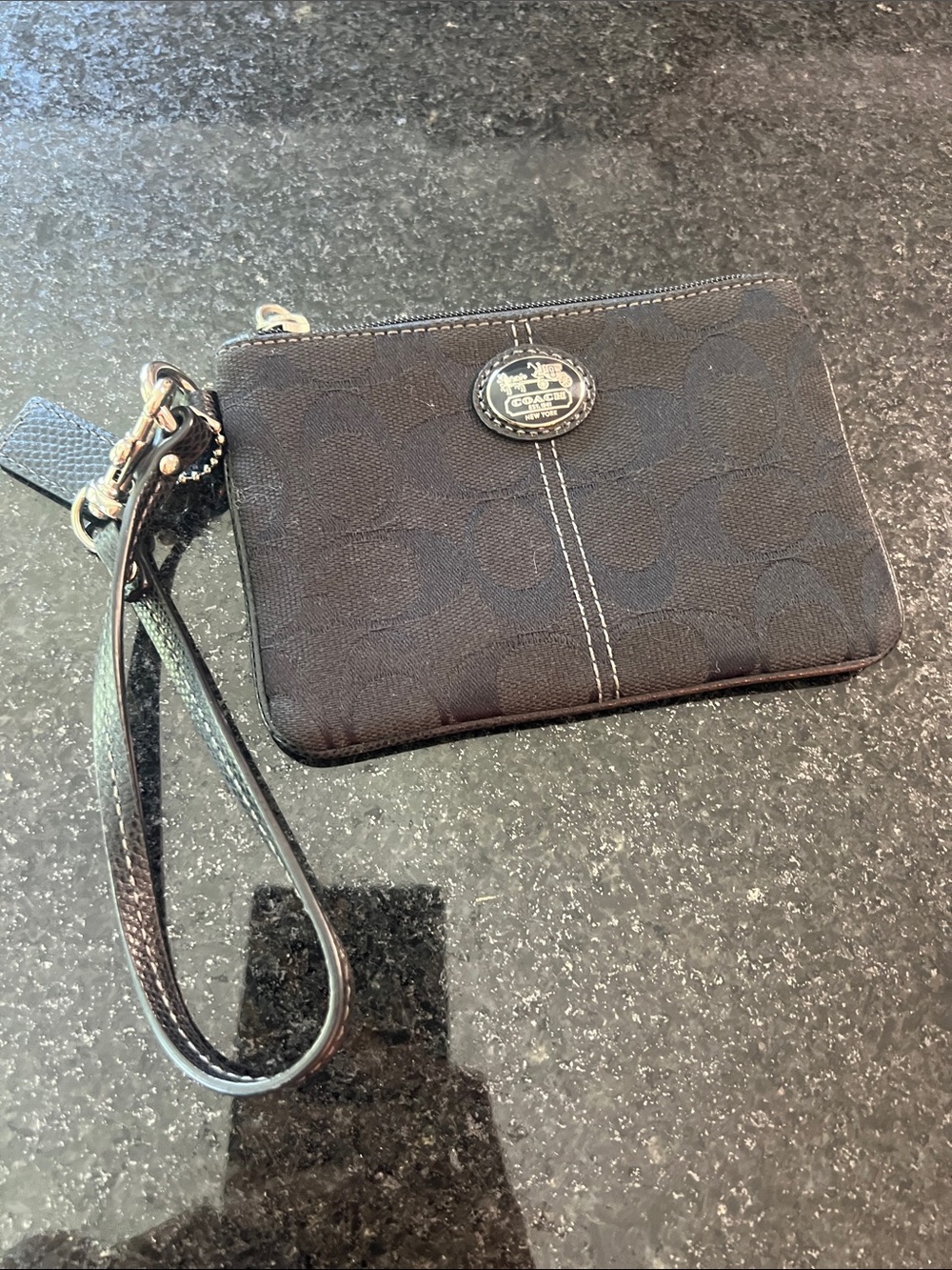Coach Black Signature Canvas Wristlet with Detachable Strap